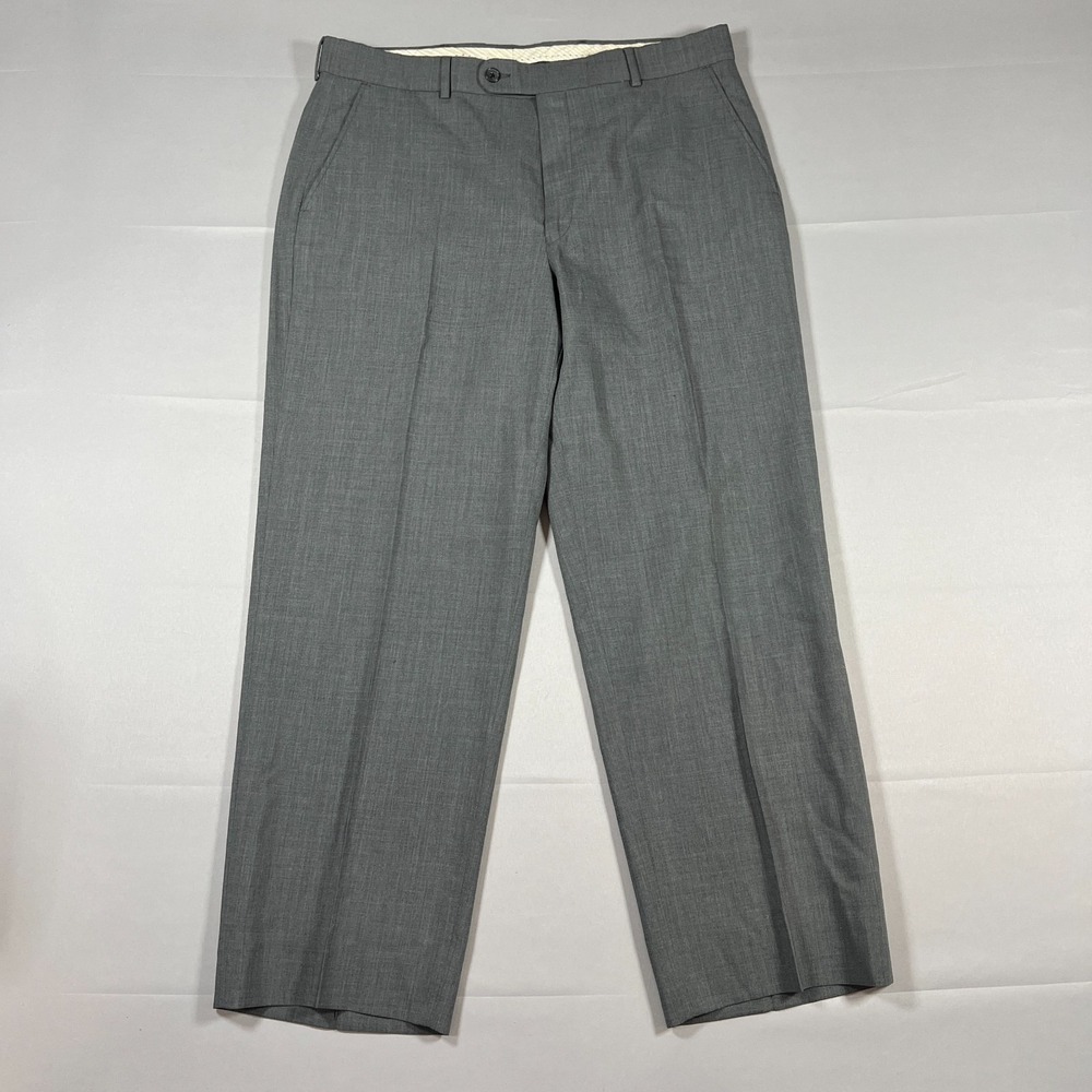 Ballin Comfort-EZE Dress Pants Mens 36 Gray Super 120's Wool Formal Straight Leg